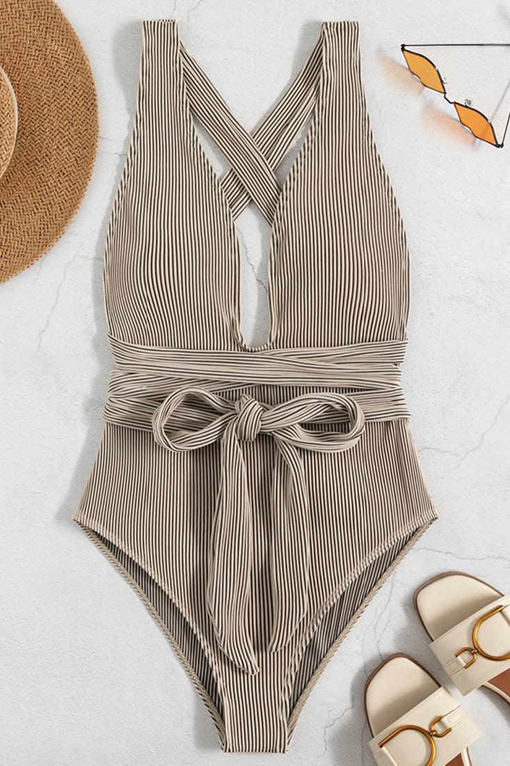 Sexy Khaki Monokini With Long Tie Straps