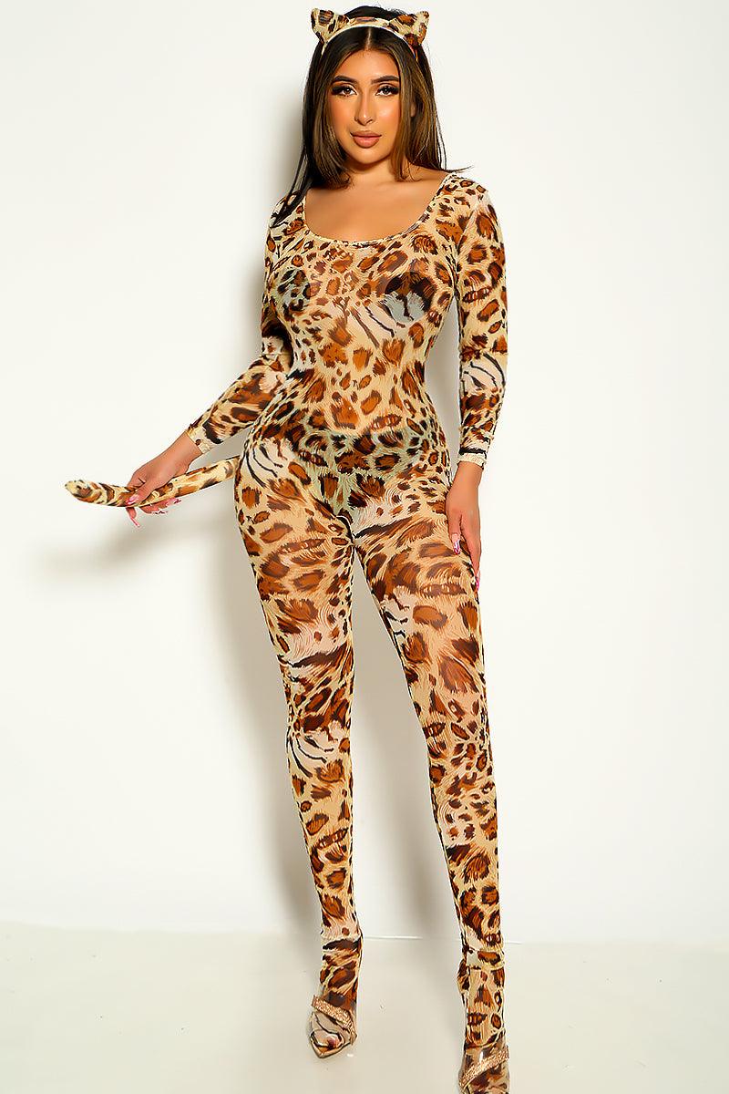 Sexy Leopard Jumpsuit 3pc Costume - Babewear