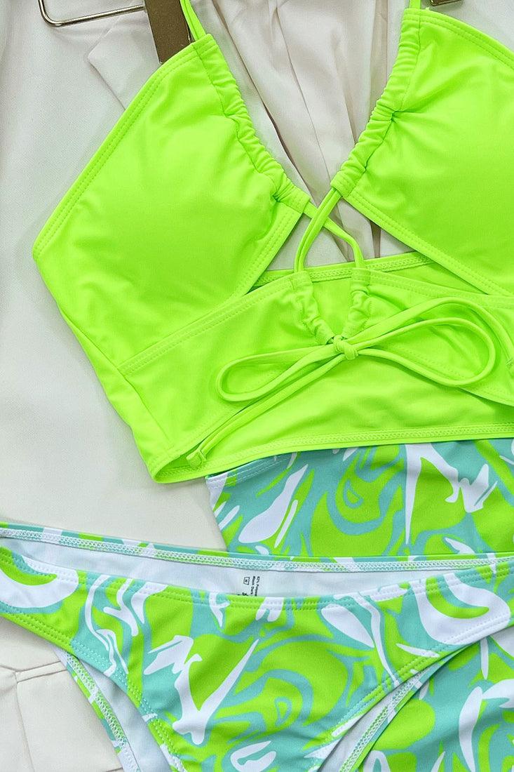 Sexy Lime Green 3pc Bikini Set