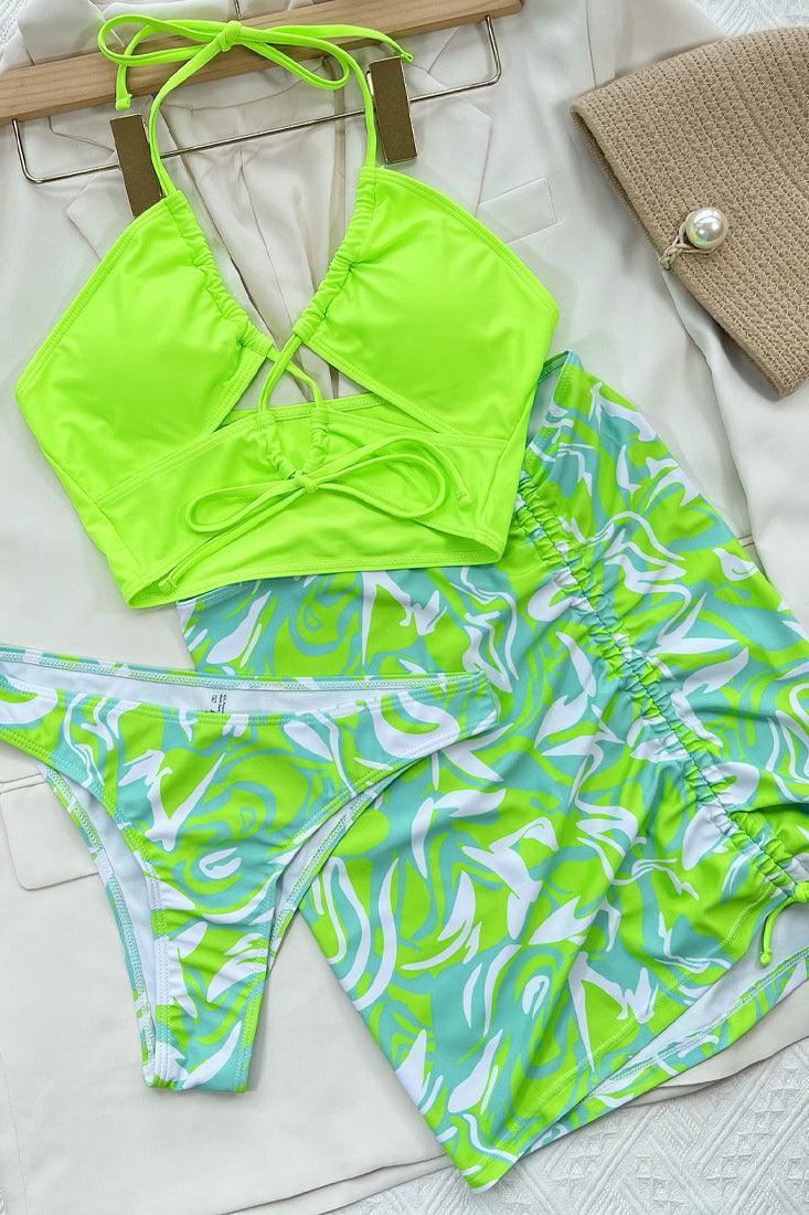 Sexy Lime Green 3pc Bikini Set