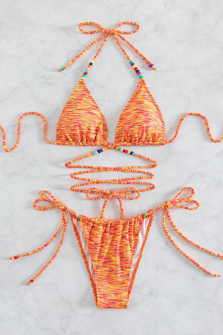 Sexy Orange Yellow Graphic Color Cheeky Bikini