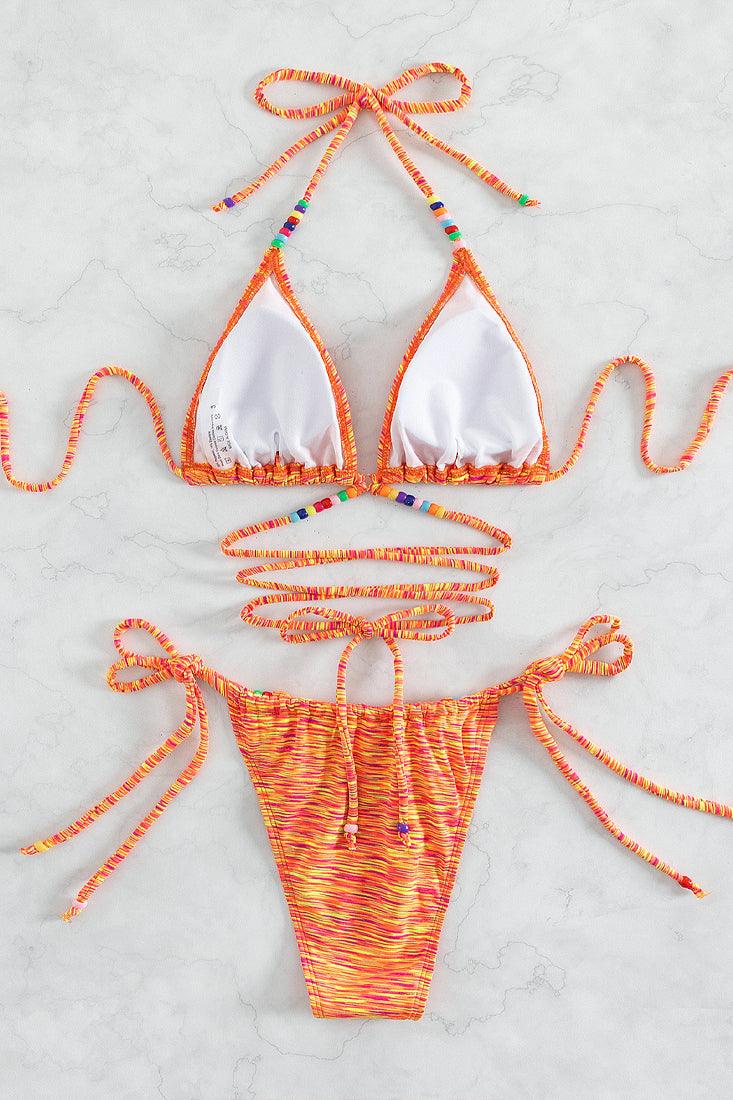 Sexy Orange Yellow Graphic Color Cheeky Bikini
