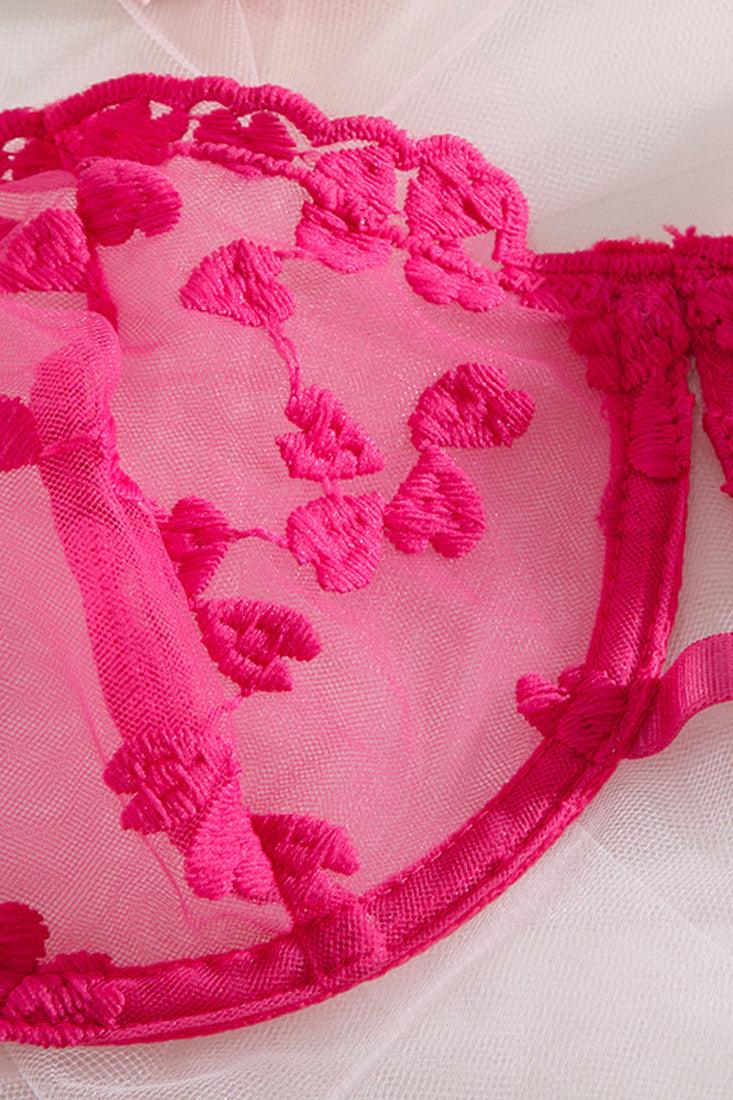 Sexy Pink Mesh 3pc Lingerie Set With Mini Tutu w628