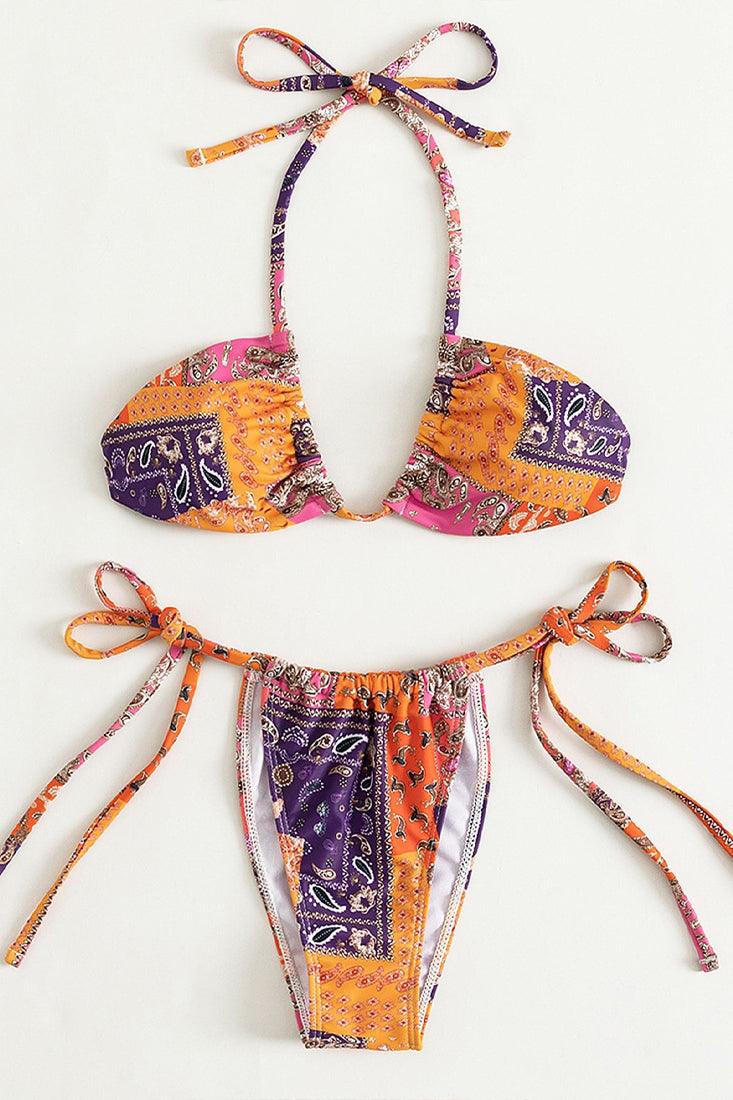 Sexy Purple Orange Cheeky Bandana Bikini