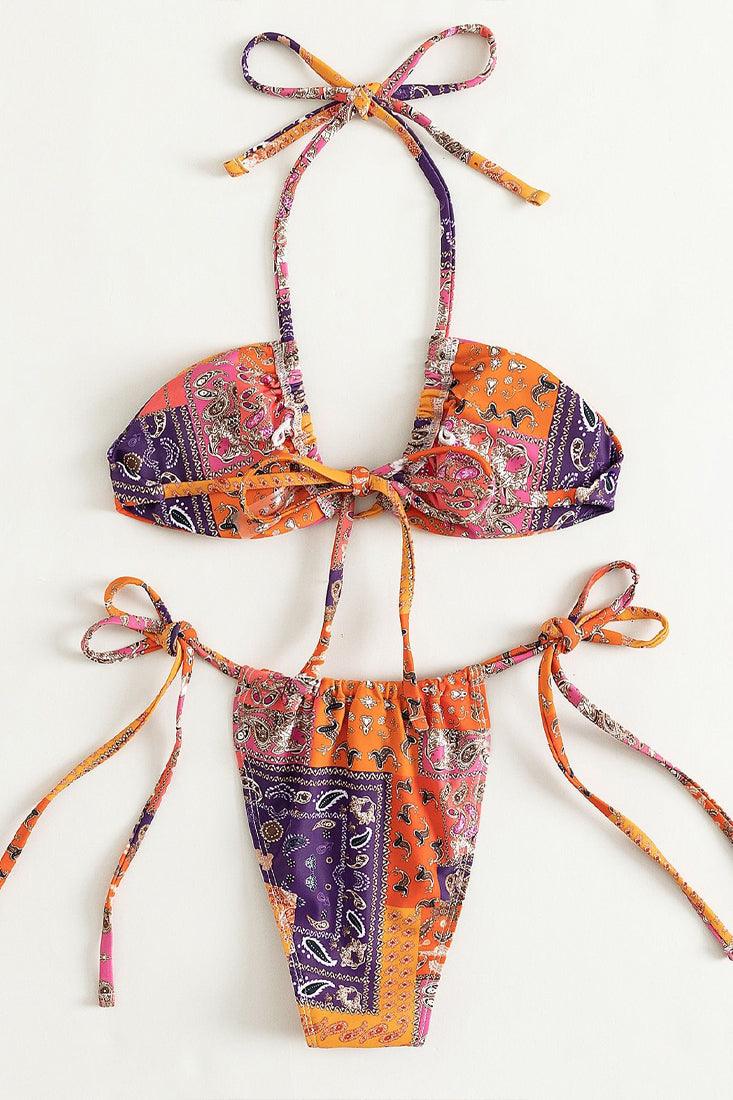 Sexy Purple Orange Cheeky Bandana Bikini