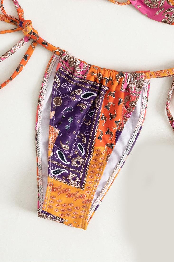 Sexy Purple Orange Cheeky Bandana Bikini