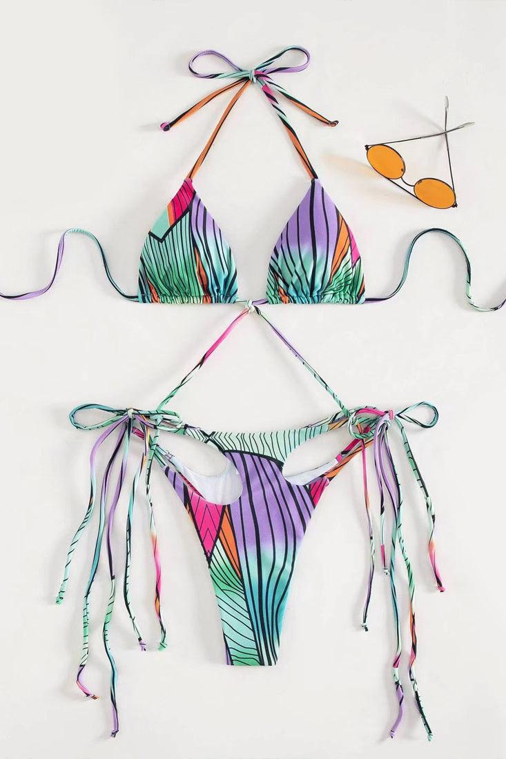 Sexy Rainbow Graphic 1pc Monokini Thong Swimsuit