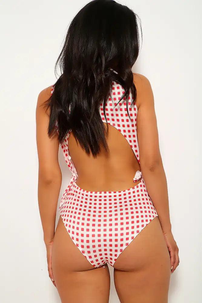 Sexy Red White Pattern Print Two Piece Swimsuit