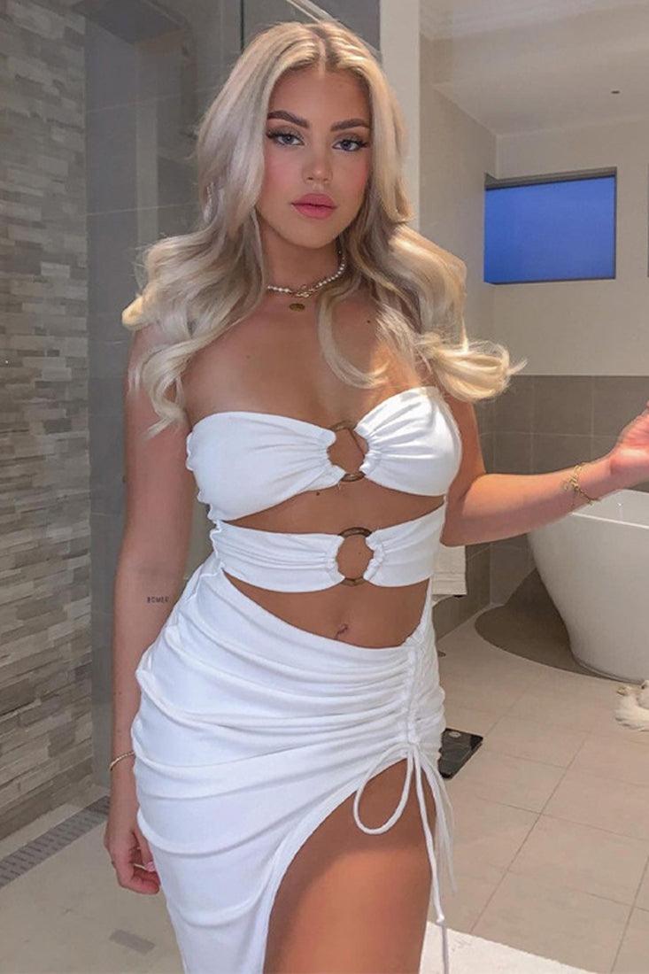 Sexy White Double O-ring Party Dress