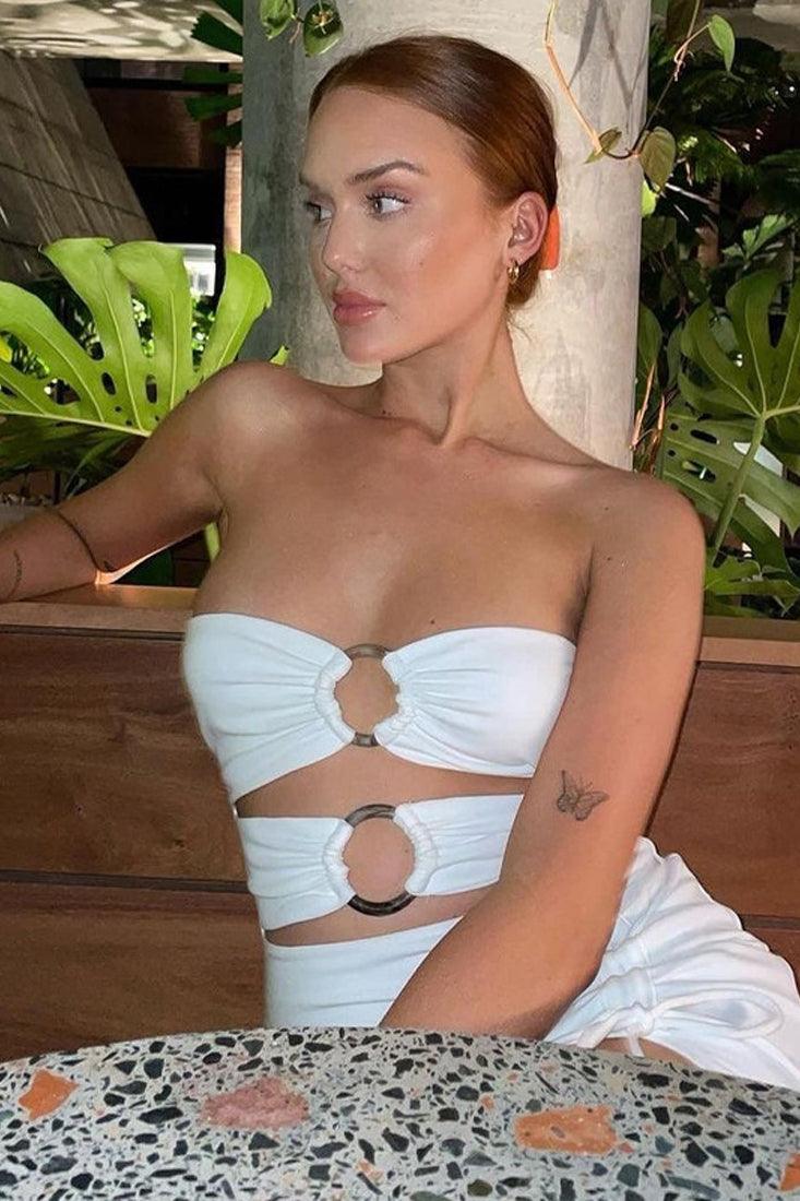 Sexy White Double O-ring Party Dress