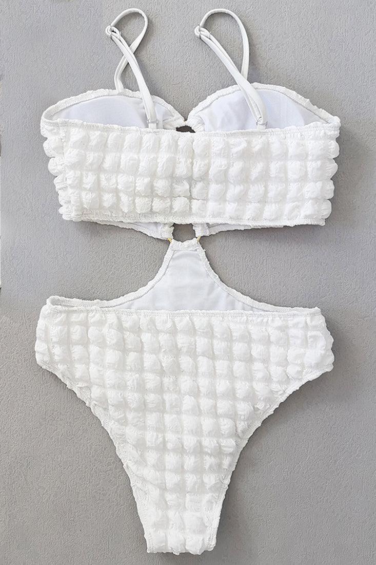 Sexy White Puffy Quilt Pattern Monokini