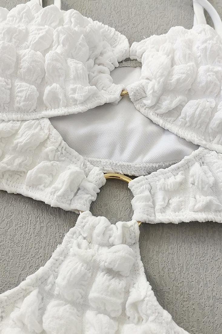 Sexy White Puffy Quilt Pattern Monokini