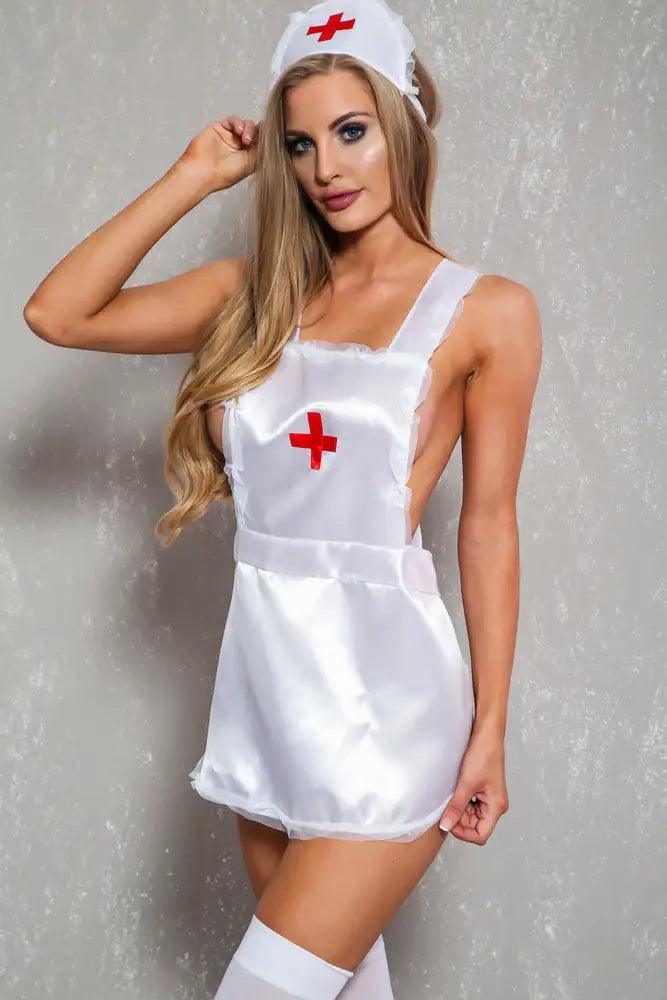 Sexy White Satin Nurse 3 Pc. Bedroom Costume