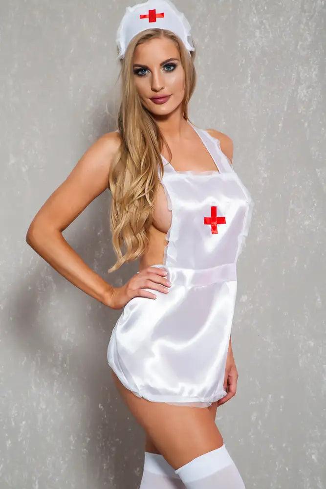 Sexy White Satin Nurse 3 Pc. Bedroom Costume