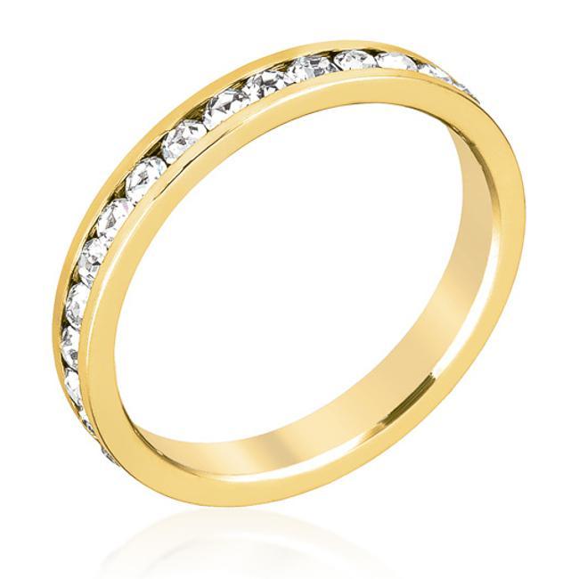 Stylish Stackables Clear Crystal Gold Ring - Babewear