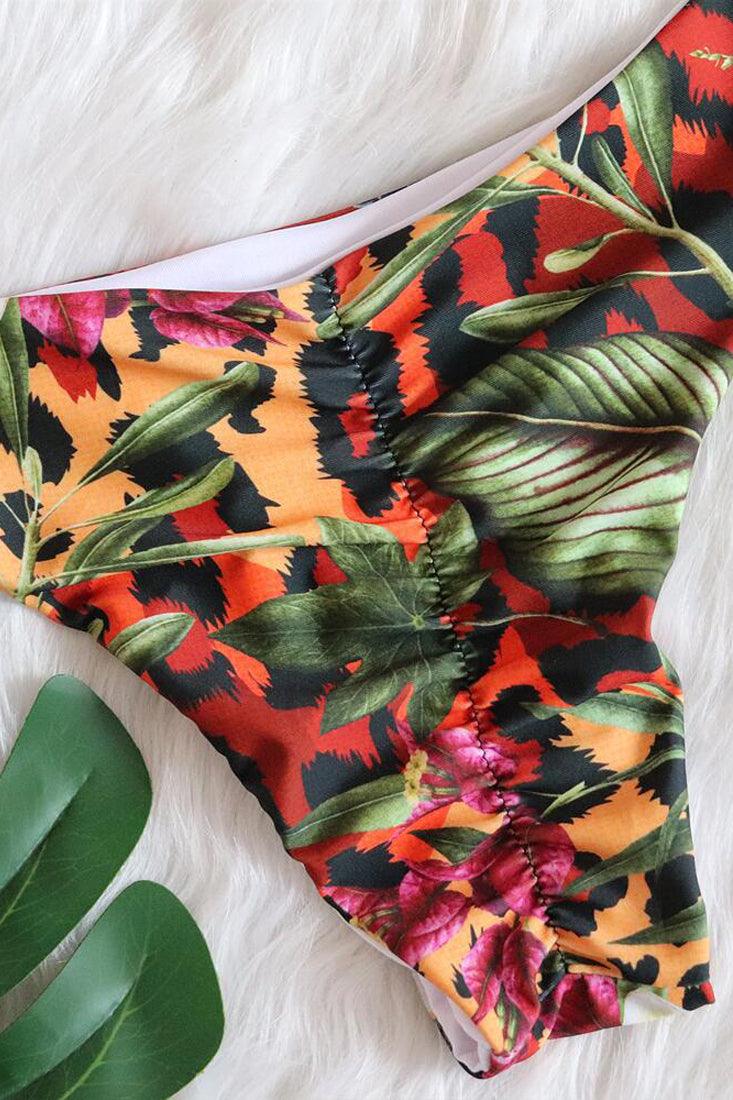 Tropical Rainbow Leopard Print Rhinestone Sexy Bikini