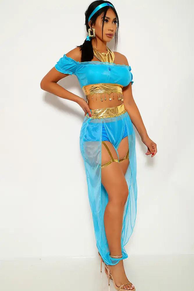 Turquoise Gold Garter Sexy Princess Jas Halloween Costume