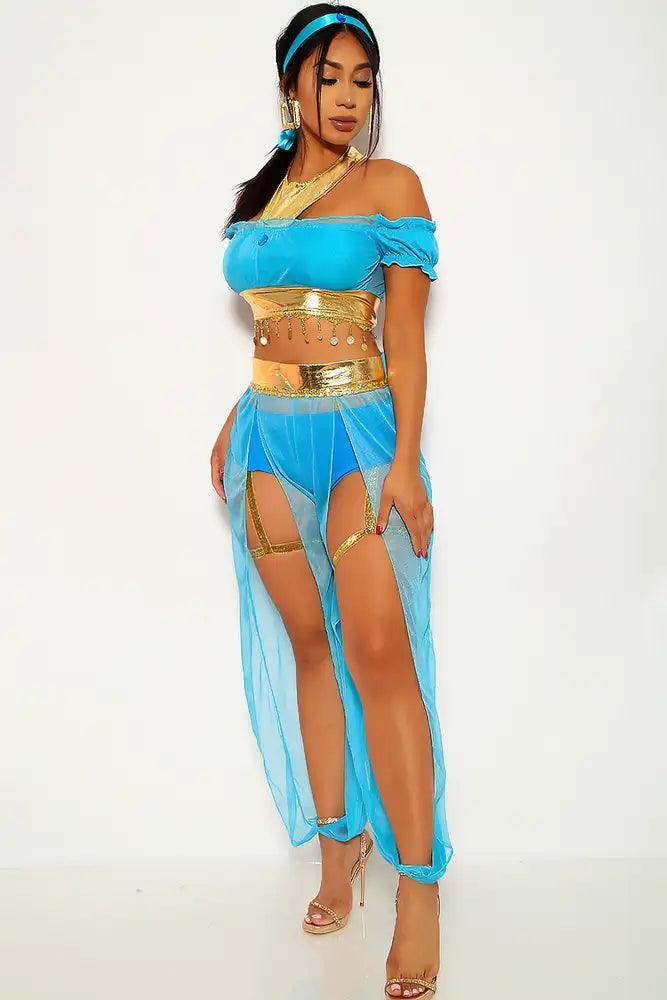 Turquoise Gold Garter Sexy Princess Jas Halloween Costume