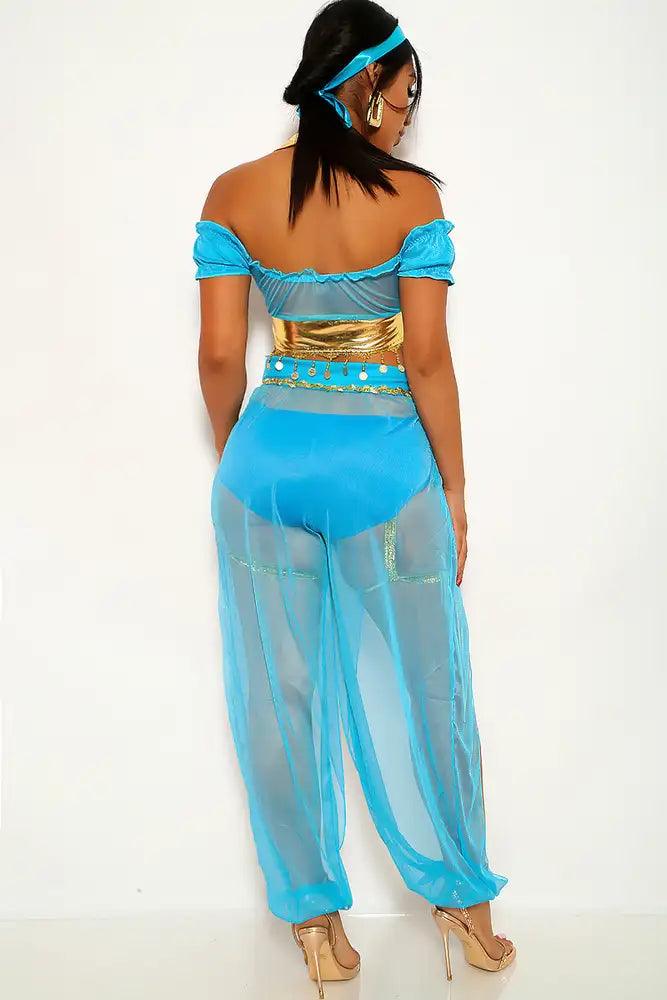 Turquoise Gold Garter Sexy Princess Jas Halloween Costume