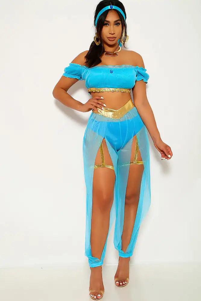 Turquoise Gold Princess Jas 3 Piece Costume - Babewear