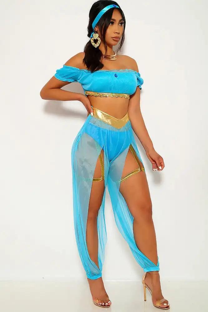 Turquoise Gold Princess Jas 3 Piece Costume