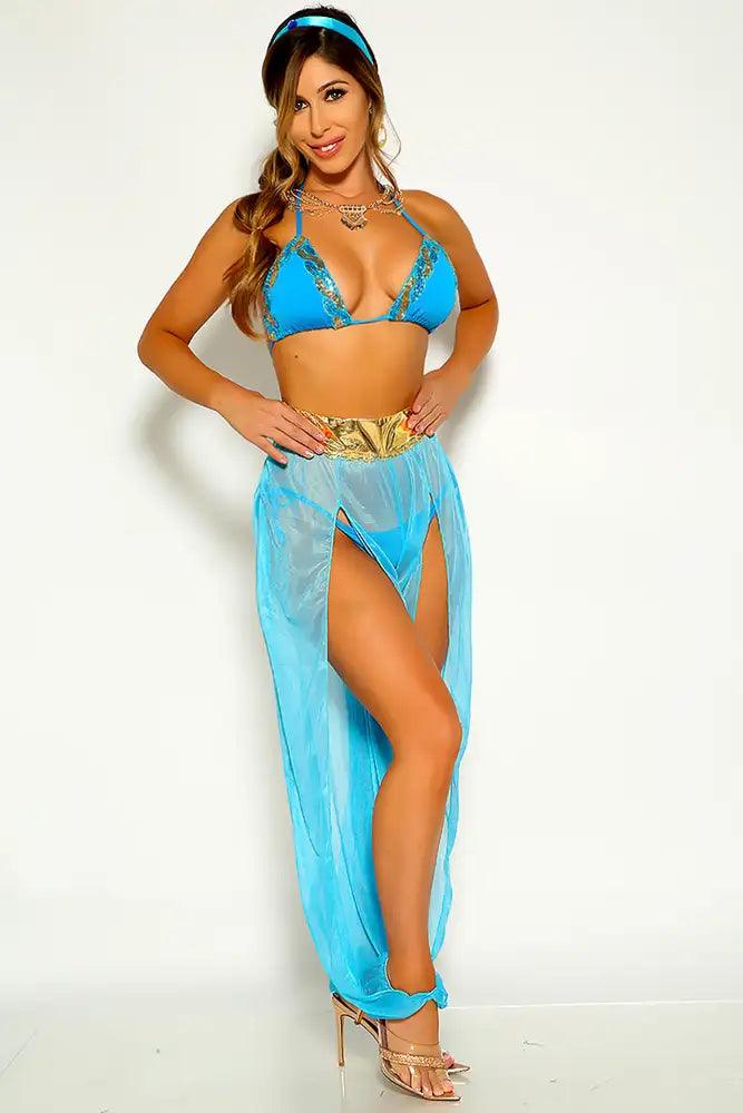 Turquoise Sequins Princess Jas 3 Piece Costume