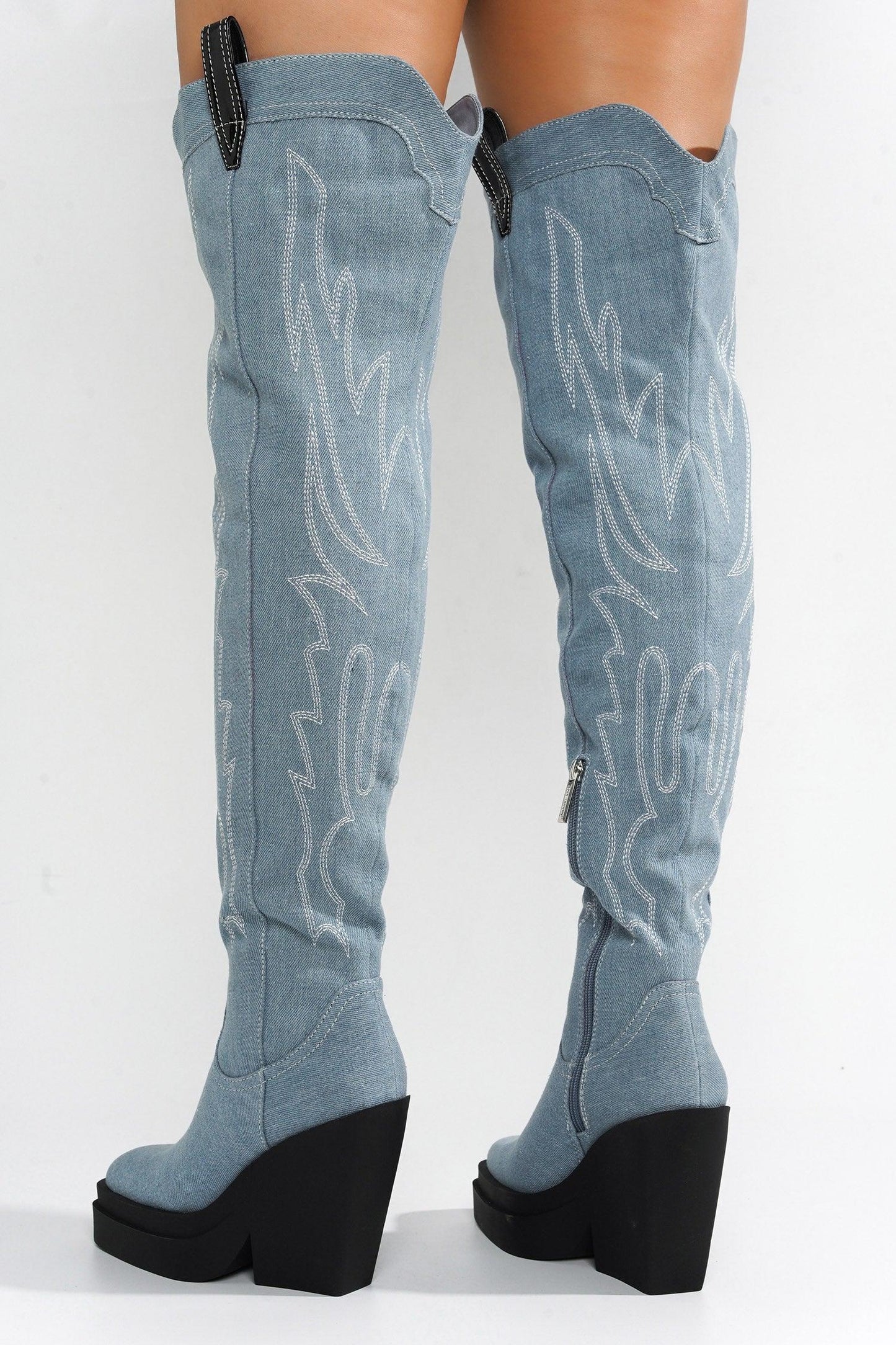 VIENTIANE - DENIM Thigh High Boots