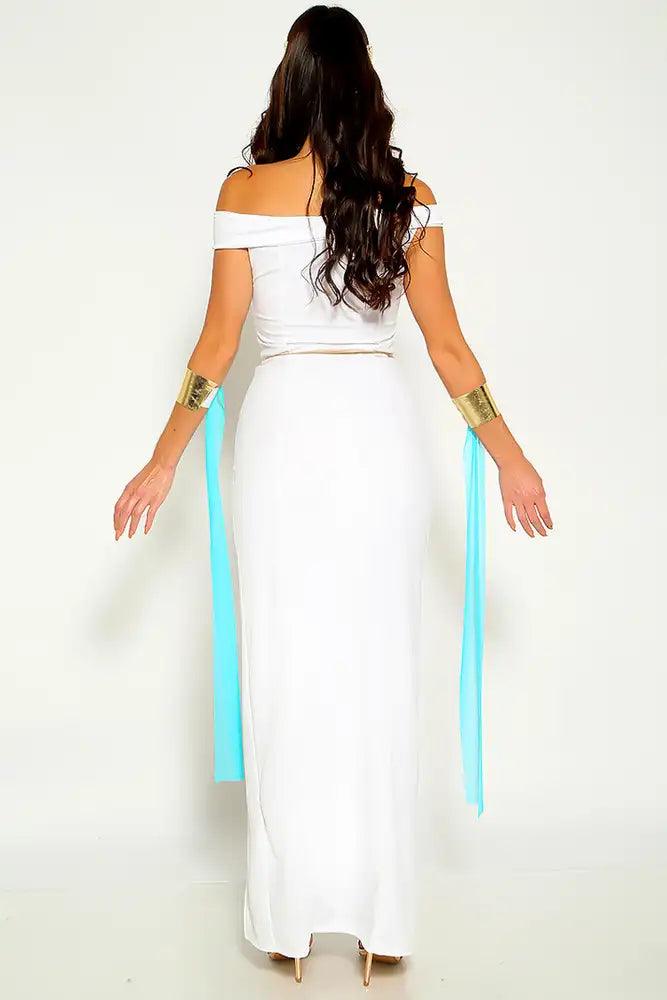 White Gold Off The Shoulder Goddess 3 Piece Costume