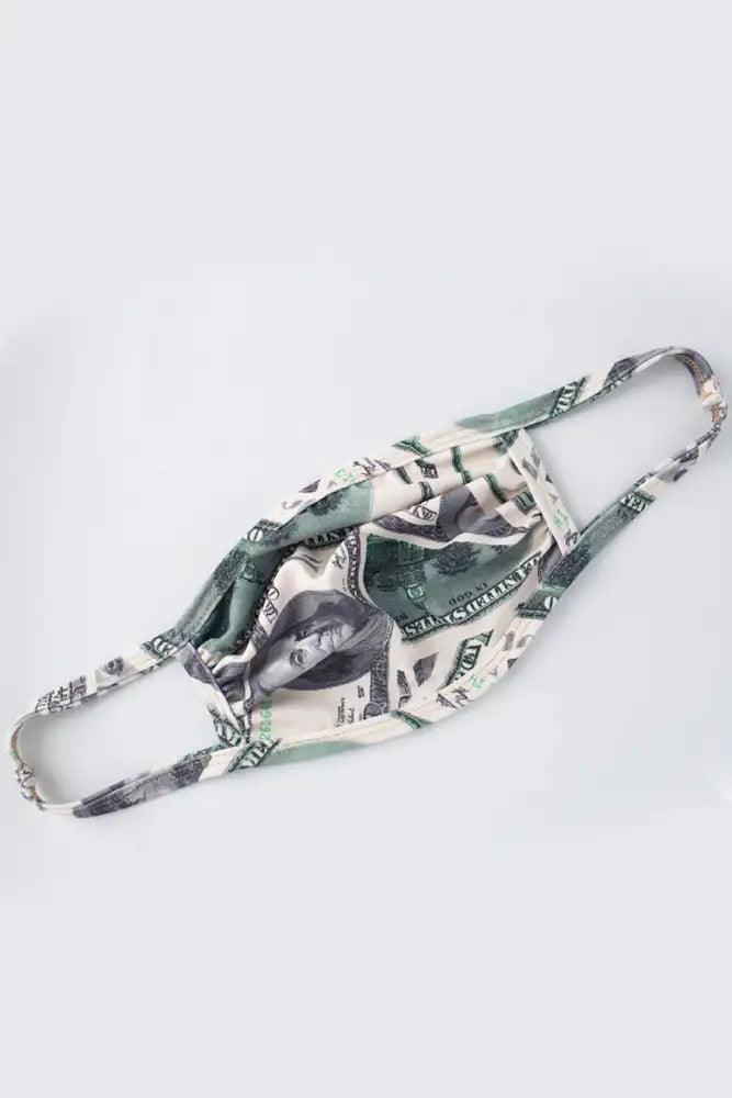 White Green Printed Stretchy Reusable Face Mask