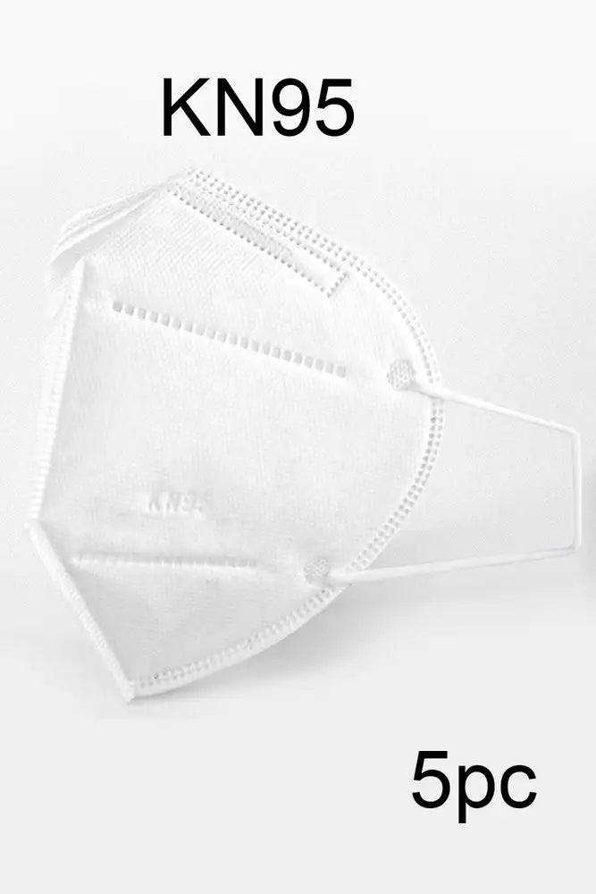 White KN95 5 Layers Surgical Reusable Face Masks 5pcs (Hidden Adjustable Nose Piece)