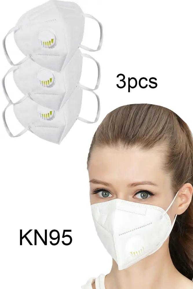 White Reusable Respirator 5 Layer KN95 3pcs Face Mask (Breathing Valve)