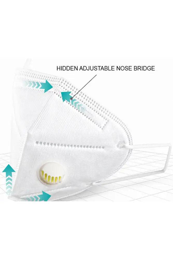 White Reusable Respirator 5 Layer KN95 3pcs Face Mask (Breathing Valve)