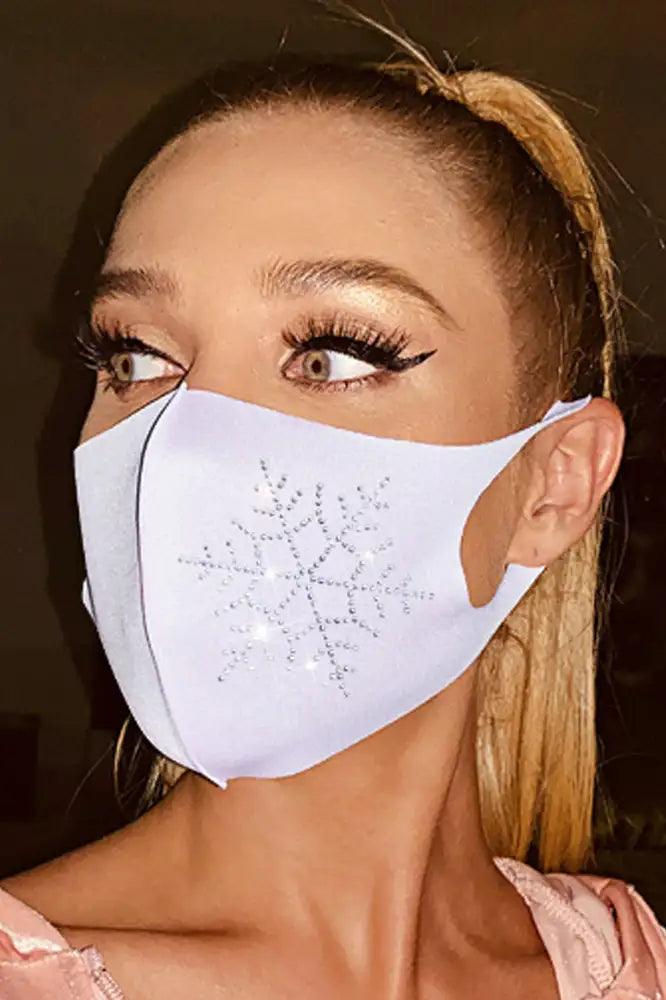 White Rhinestone Snowflake Mask - Babewear