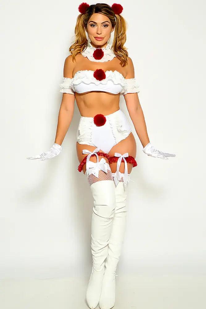 White Ruffled IT 6 Piece Sexy Halloween Costume