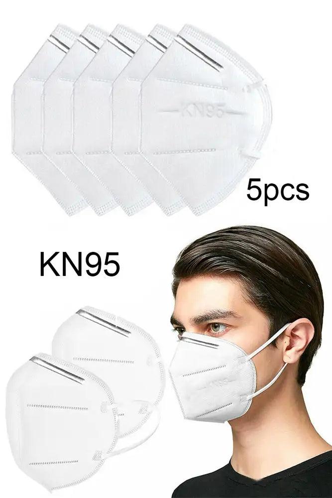 White Surgical Reusable 5 Layer KN95 5 Piece Face Mask