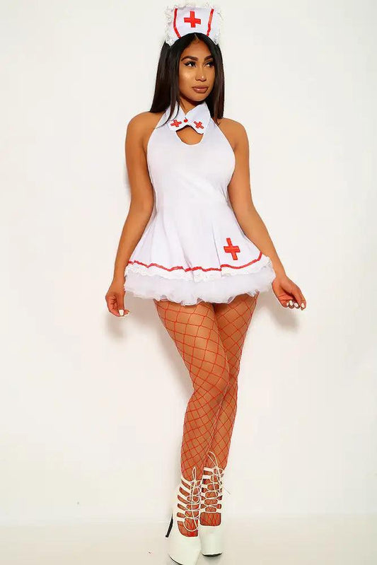 White Three Piece Nurse Costume - Babewear