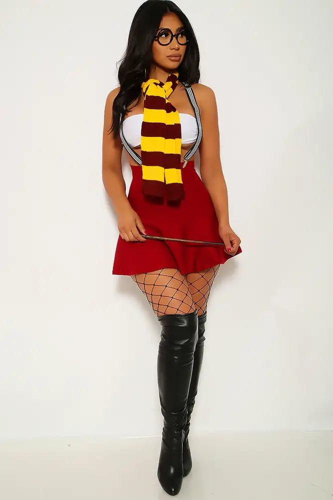 Wine Yellow Sexy Wizard 4 Piece Harry Halloween Costume - Babewear