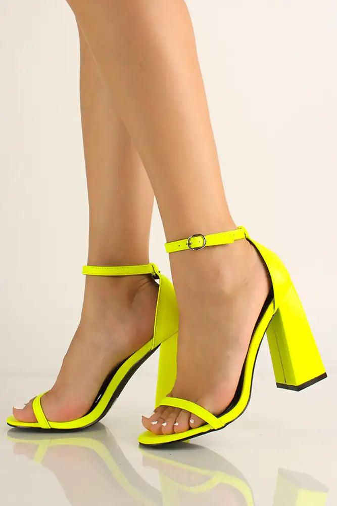 Yellow Ankle Strap Open Toe Heels