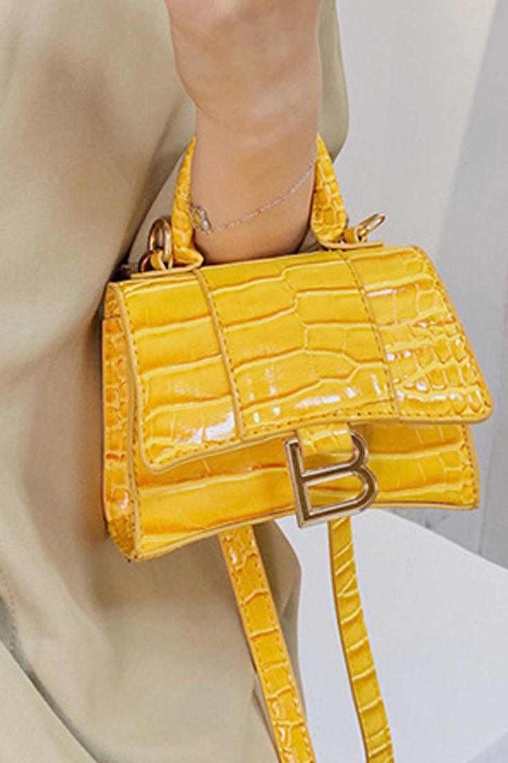 Yellow Crocodile Style Small Crossbody Bag