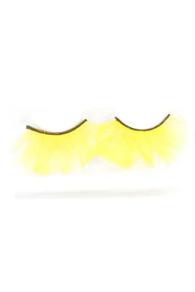 Yellow Faux Feather Eyelashes - Babewear