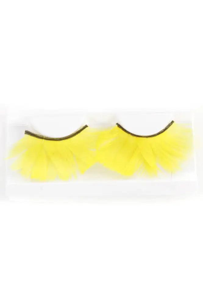 Yellow Faux Feather Eyelashes