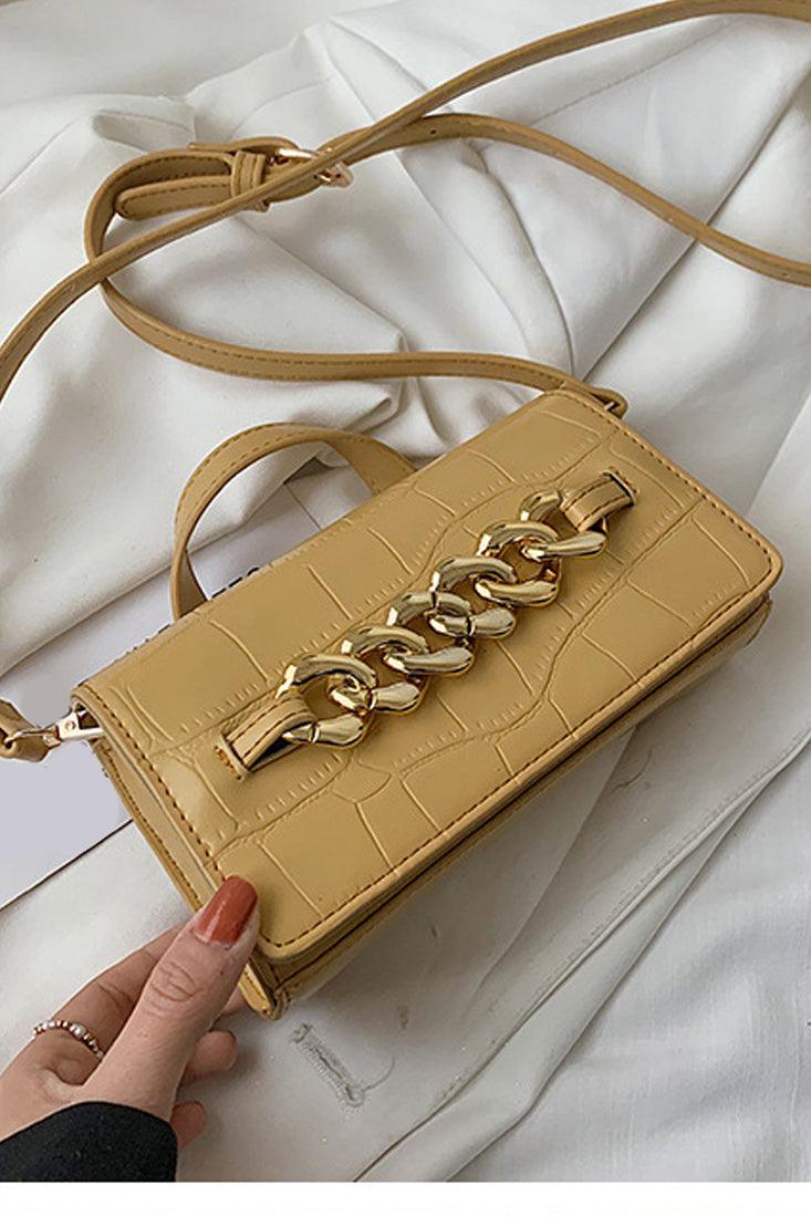 Yellow Gold Chain Accent Crossbody Purse