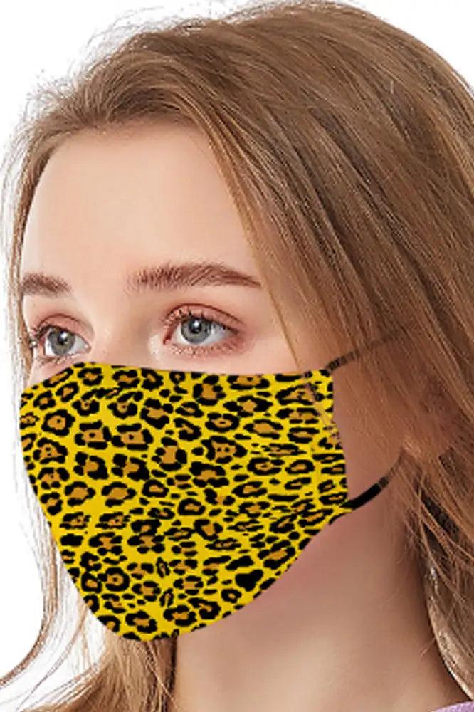 Yellow Leopard Print Washable Face Mask - Babewear