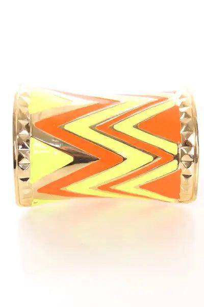 Yellow Multi Zig Zag Cuff Braclet