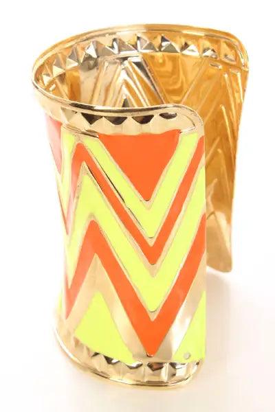 Yellow Multi Zig Zag Cuff Braclet